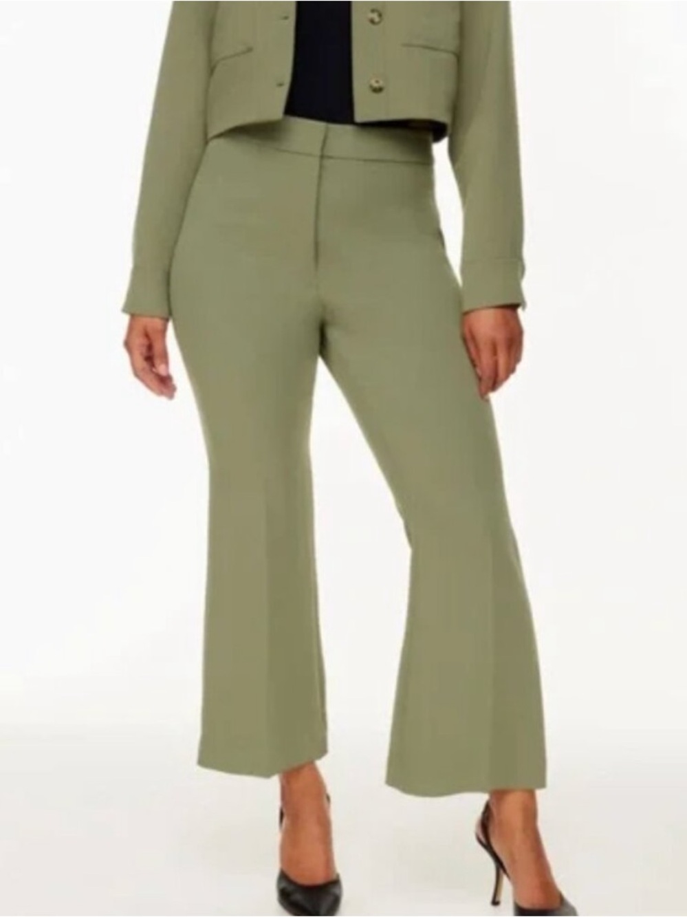 Aritzia Wilfred Sequence Kick Flare Pant in Bitter Sage Green Crepette | Size 8